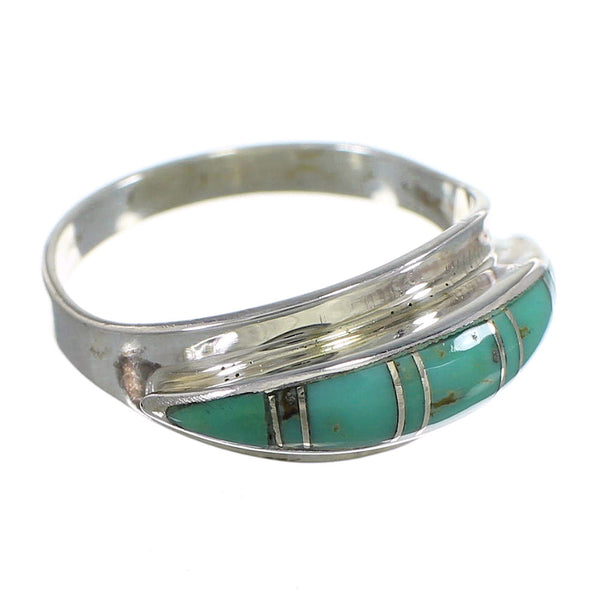 Southwestern Sterling Silver Turquoise Ring Size 6-1/2 QX84179